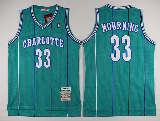 Charlotte Hornets #33 Alonzo Mourning Jersey Teal