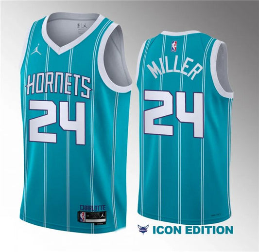 Charlotte Hornets #24 Brandon Miller Teal 2022/23 Draft Icon Edition Stitched Basketball Jersey